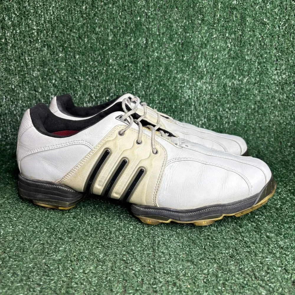 Adidas Tour 360 Leather Cleated Spiked Athletic Golf Shoes White Mens Size 10‎